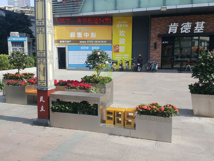 戶(hù)外不銹鋼景觀花盆方形隔離花箱